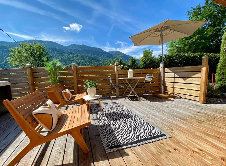 Androsace Appartement Dans Chalet Bois Avec Jacuzzi Privatif Terrasse Et Vue Montagne Les Villards-sur-Thônes エクステリア 写真