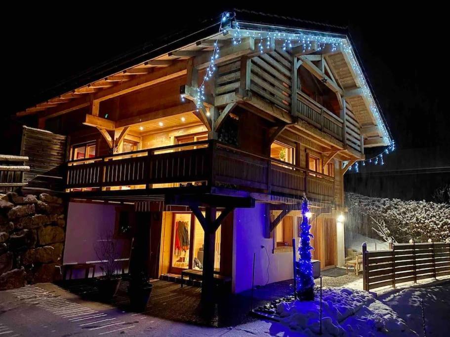 Androsace Appartement Dans Chalet Bois Avec Jacuzzi Privatif Terrasse Et Vue Montagne Les Villards-sur-Thônes エクステリア 写真